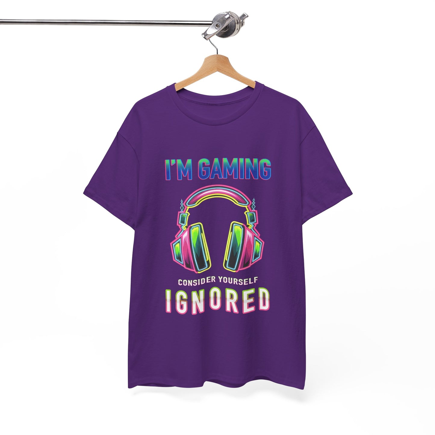 Unisex Heavy Cotton Tee – "I’m Gaming, Consider Yourself Ignored" Graphic T-Shirt