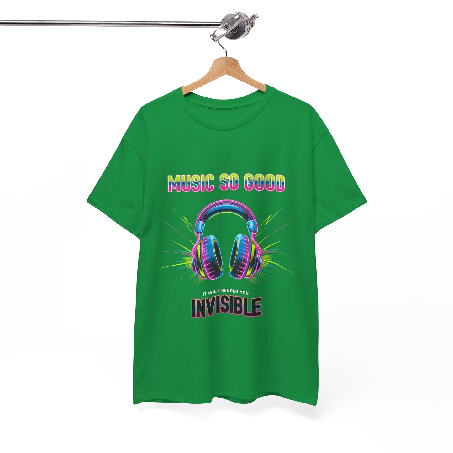 Unisex Heavy Cotton Tee – "Music So Good, It Will Render You Invisible" Graphic T-Shirt