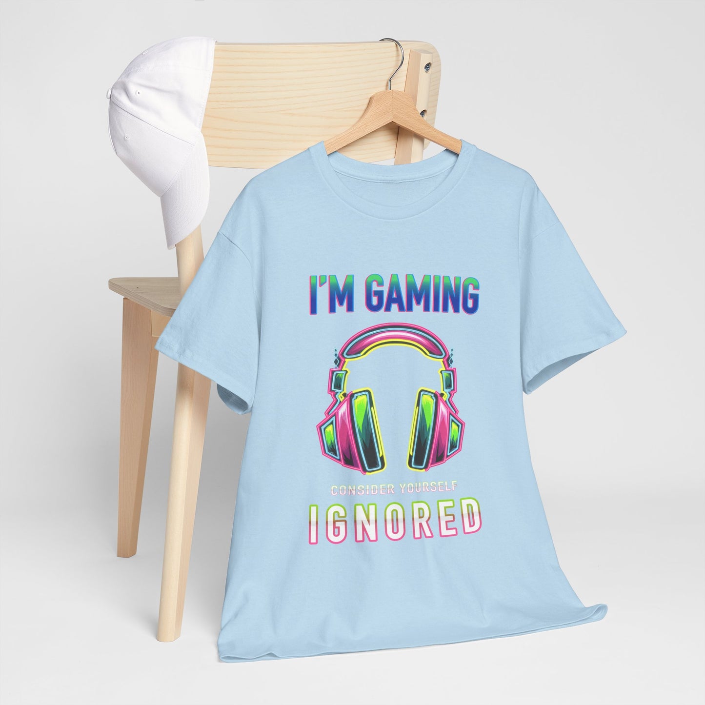 Unisex Heavy Cotton Tee – "I’m Gaming, Consider Yourself Ignored" Graphic T-Shirt