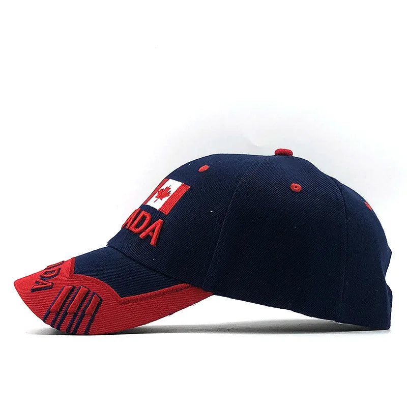 Unisex 3D "Canada" Embroidered Adjustable Baseball Cap – Cotton Casual Fitted Hat for Men & Women