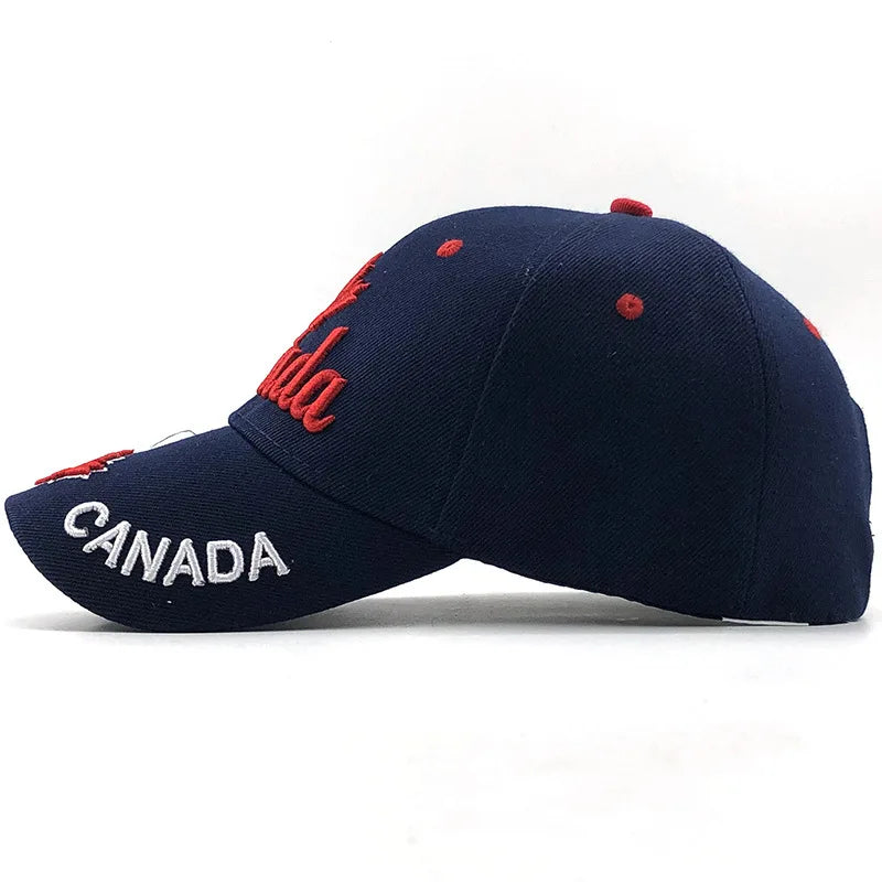 Unisex 3D "Canada" Embroidered Adjustable Baseball Cap – Cotton Casual Fitted Hat for Men & Women
