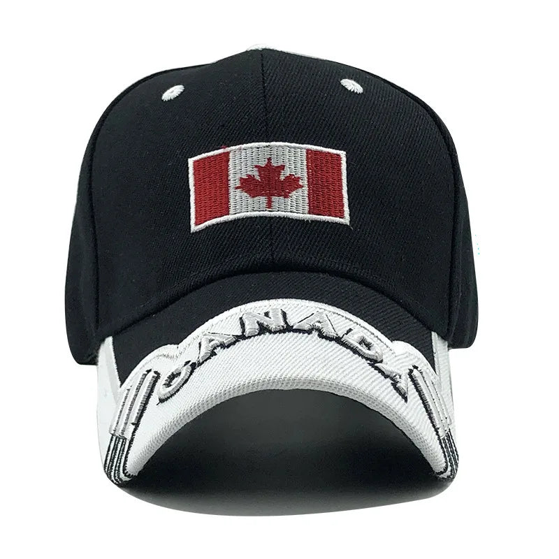 Unisex 3D "Canada" Embroidered Adjustable Baseball Cap – Cotton Casual Fitted Hat for Men & Women