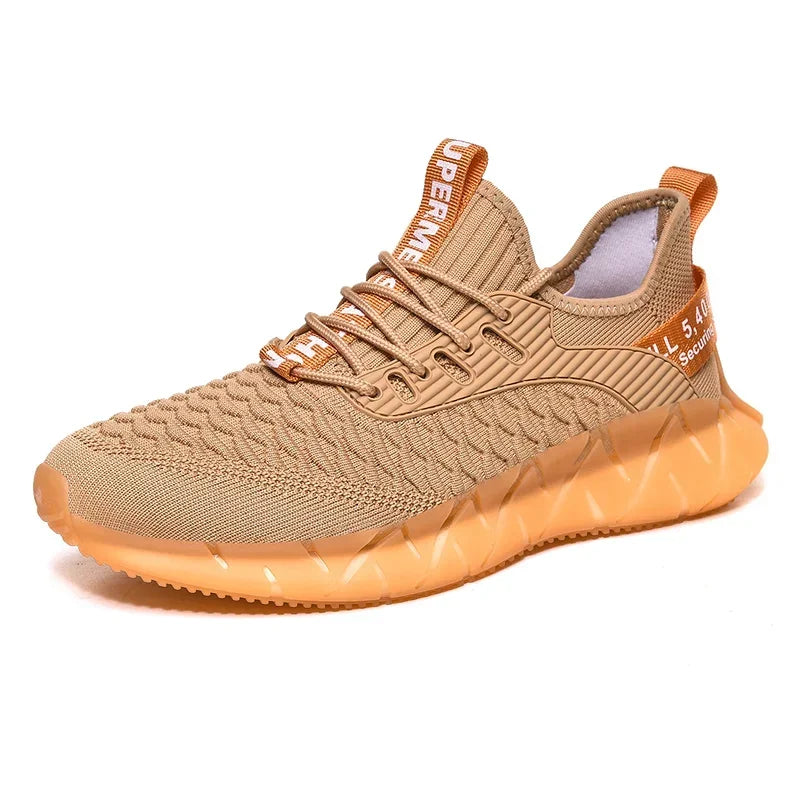 Lightweight breathable woven fitness running soft sole mens sports shoes