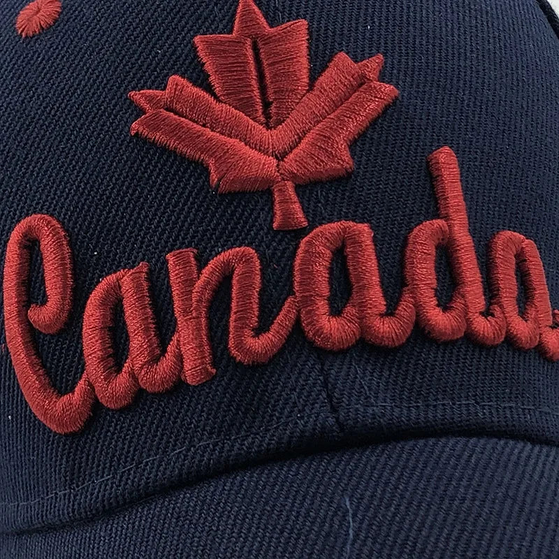 Unisex 3D "Canada" Embroidered Adjustable Baseball Cap – Cotton Casual Fitted Hat for Men & Women