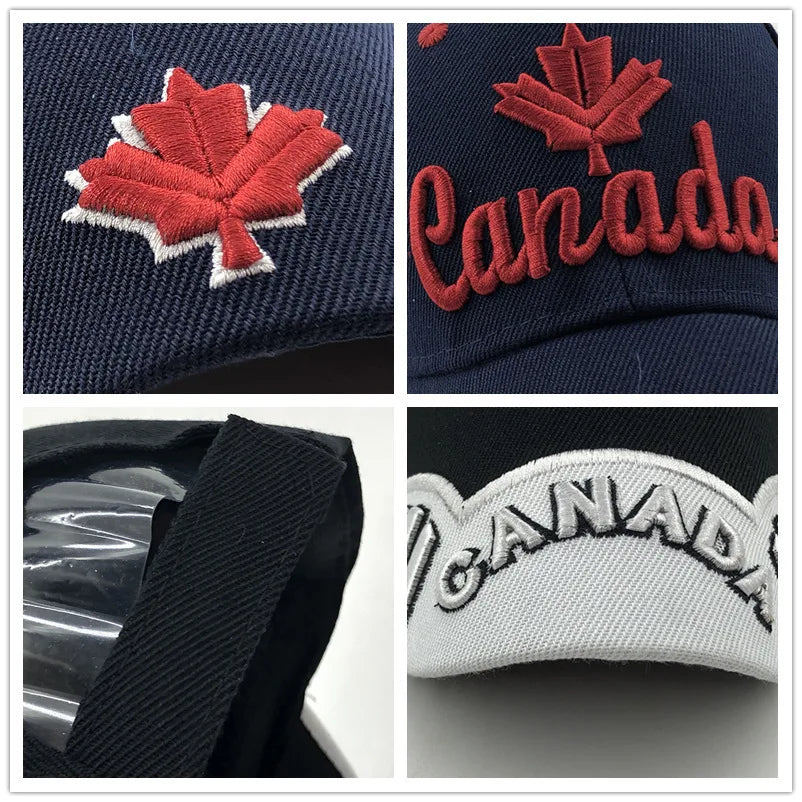 Unisex 3D "Canada" Embroidered Adjustable Baseball Cap – Cotton Casual Fitted Hat for Men & Women