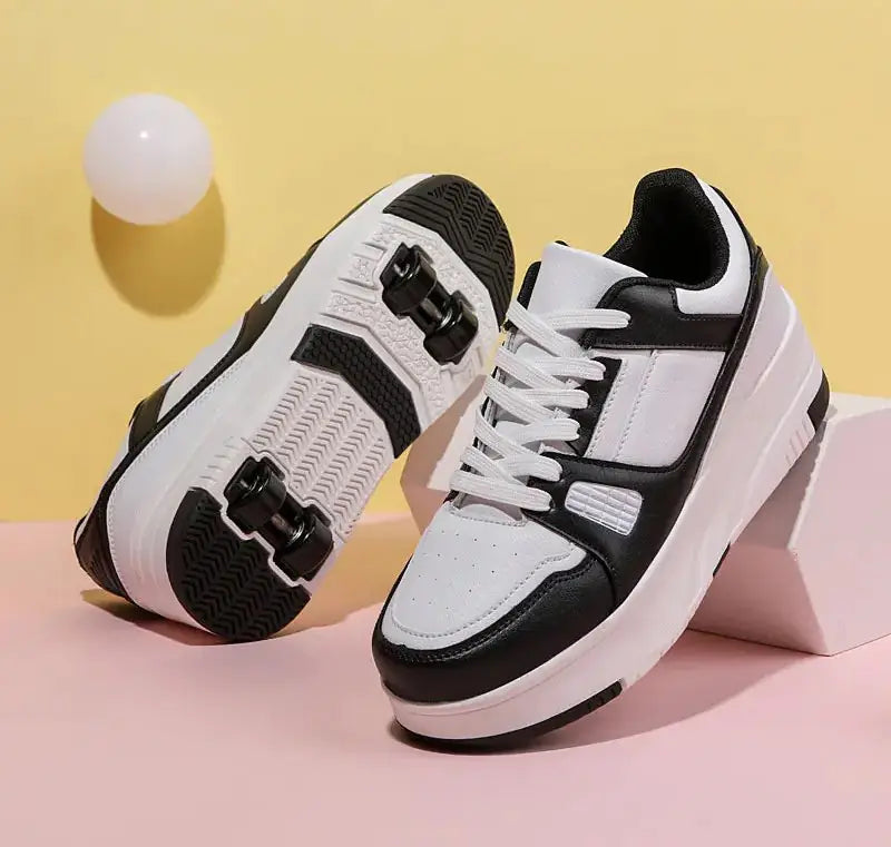 Kids 4-Wheel Roller Skating Shoes with Anti-Slip Rubber Sole