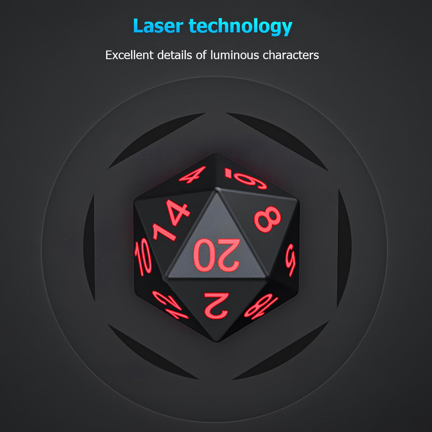 Set of Luminous and Rechargeable DND Dice and Charger Case