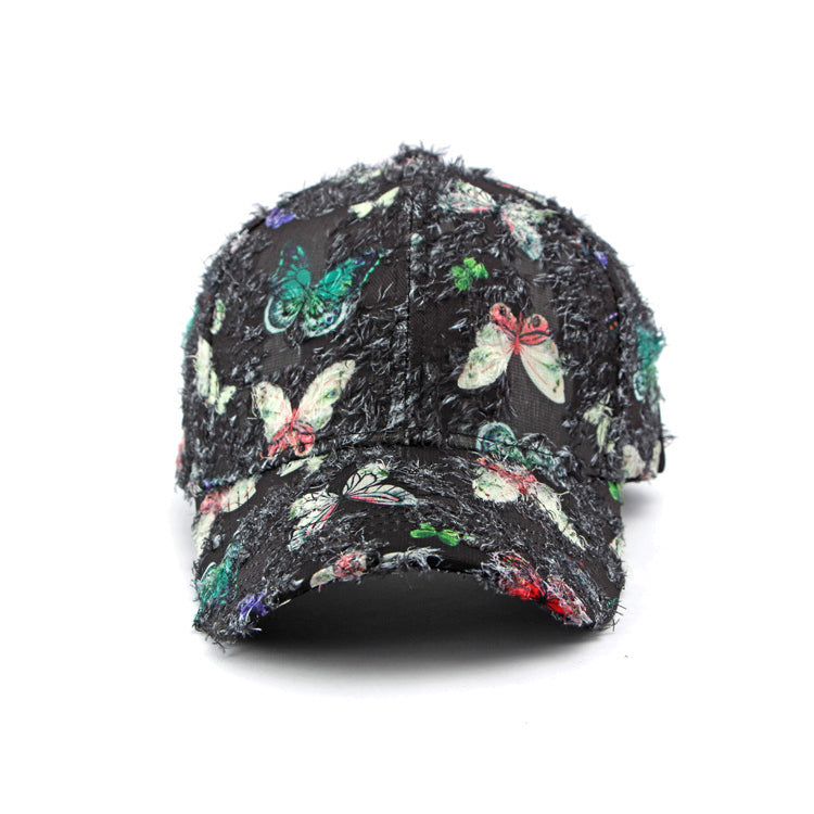 Unisex Embroidered Butterfly Baseball Cap – Adjustable Cotton Summer Hat for Women, Men & Kids
