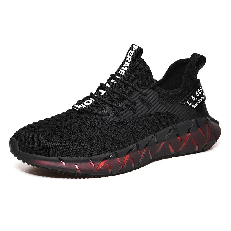 Lightweight breathable woven fitness running soft sole mens sports shoes