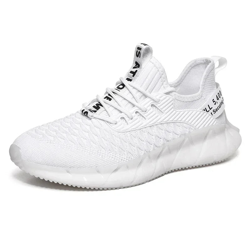 Lightweight breathable woven fitness running soft sole mens sports shoes