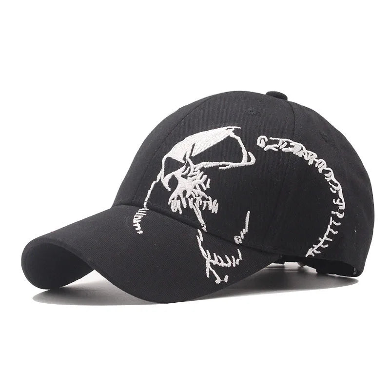 Embroidered Skull Baseball Cap – Adjustable Cotton Sports Hat for Women