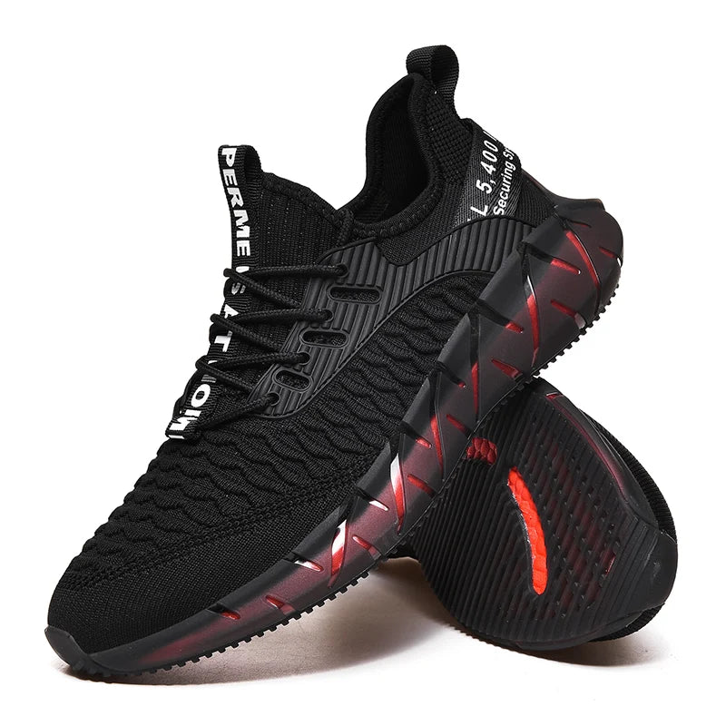 Lightweight breathable woven fitness running soft sole mens sports shoes