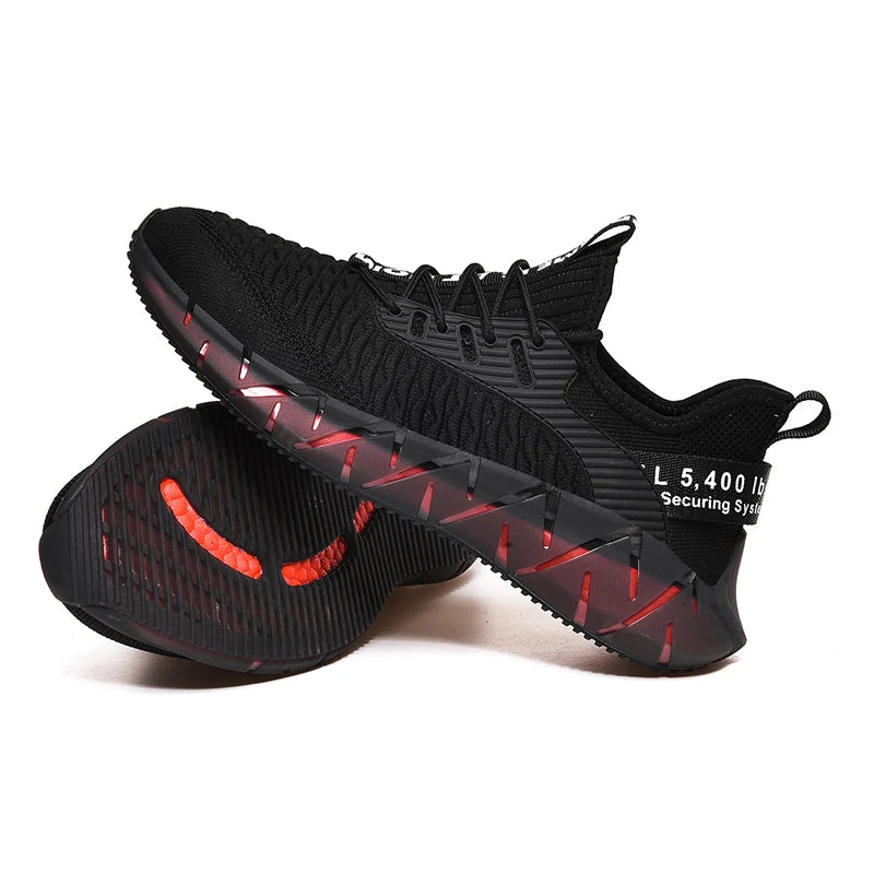 Lightweight breathable woven fitness running soft sole mens sports shoes