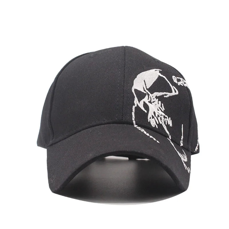 Embroidered Skull Baseball Cap – Adjustable Cotton Sports Hat for Women