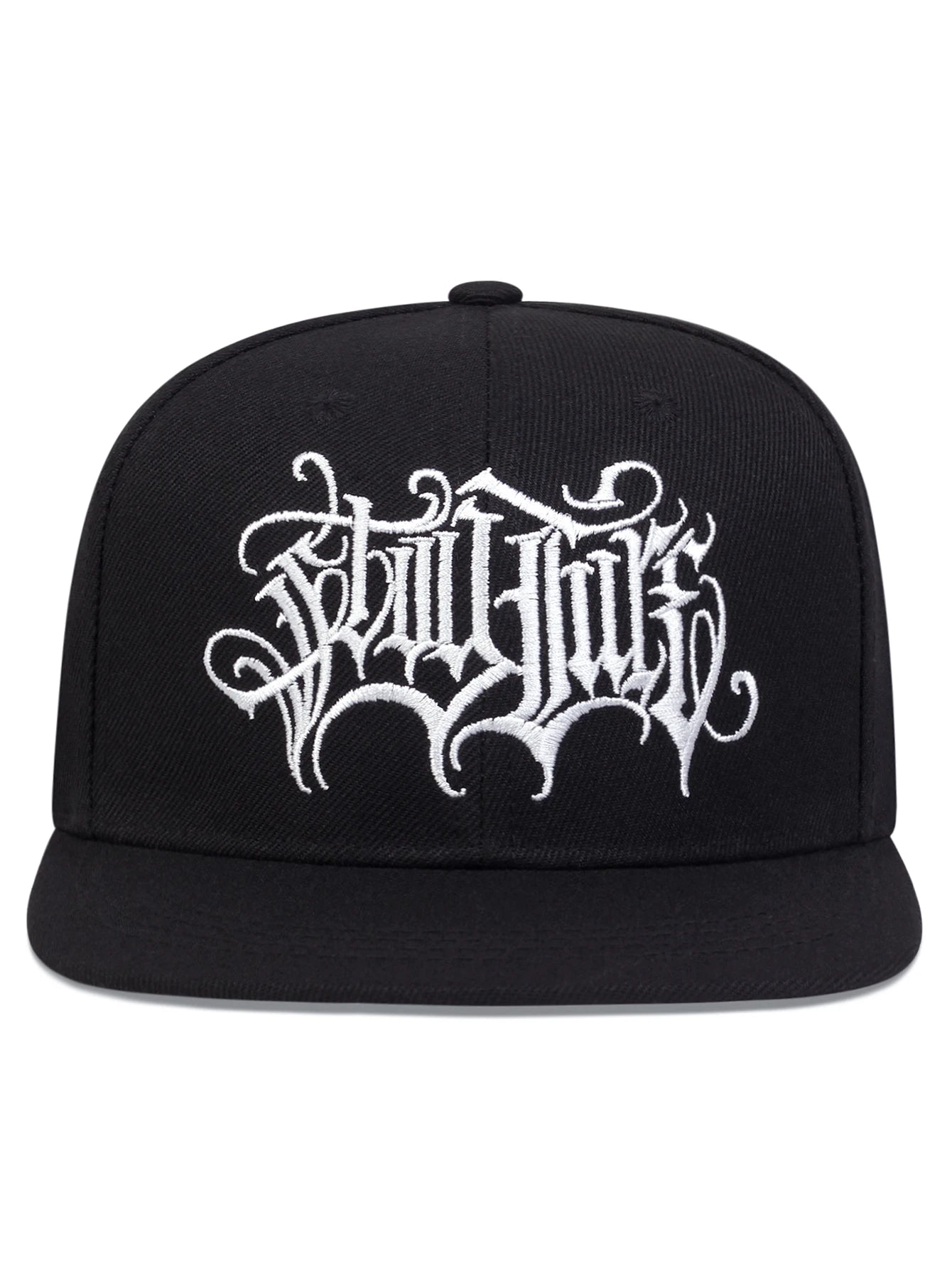 Double Flying Swallow Embroidered Gothic Flat Edge Snapback Cap