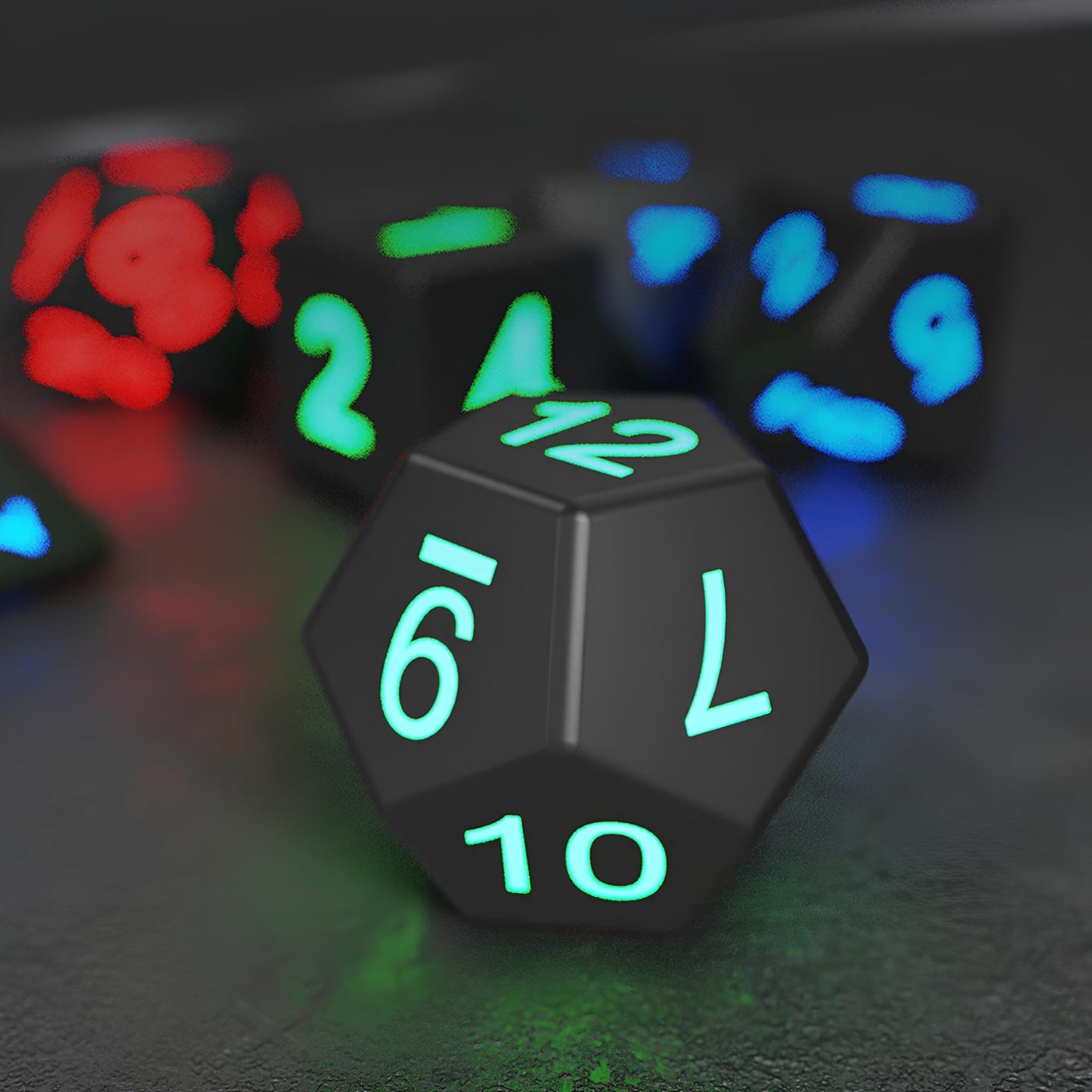 Set of Luminous and Rechargeable DND Dice and Charger Case