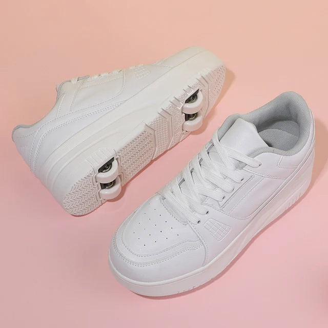 Kids 4-Wheel Roller Skating Shoes with Anti-Slip Rubber Sole