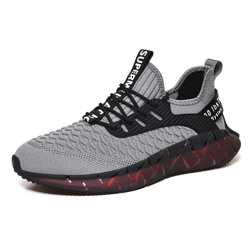 Lightweight breathable woven fitness running soft sole mens sports shoes