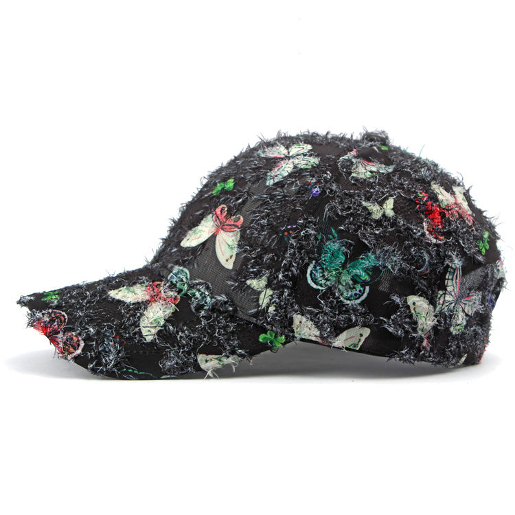 Unisex Embroidered Butterfly Baseball Cap – Adjustable Cotton Summer Hat for Women, Men & Kids