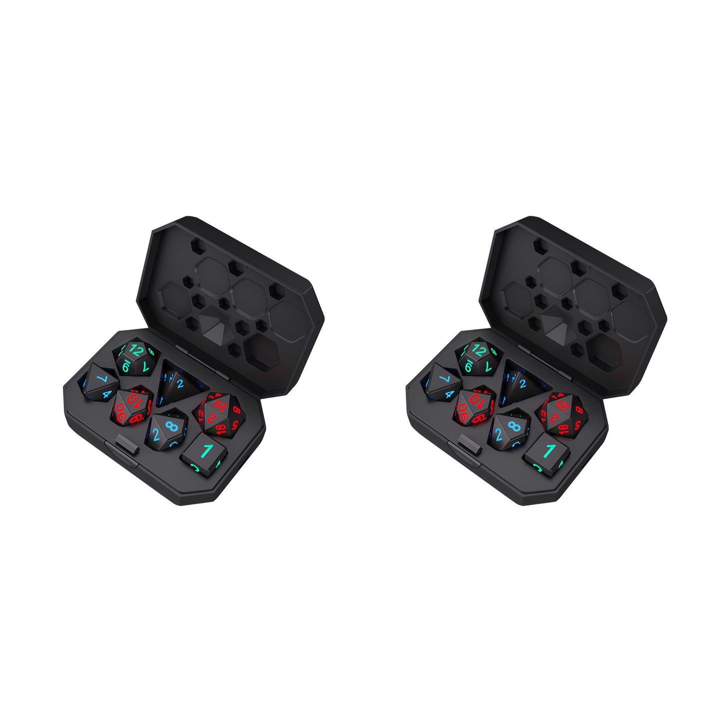 Set of Luminous and Rechargeable DND Dice and Charger Case