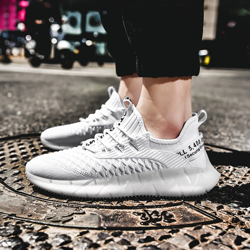 Lightweight breathable woven fitness running soft sole mens sports shoes