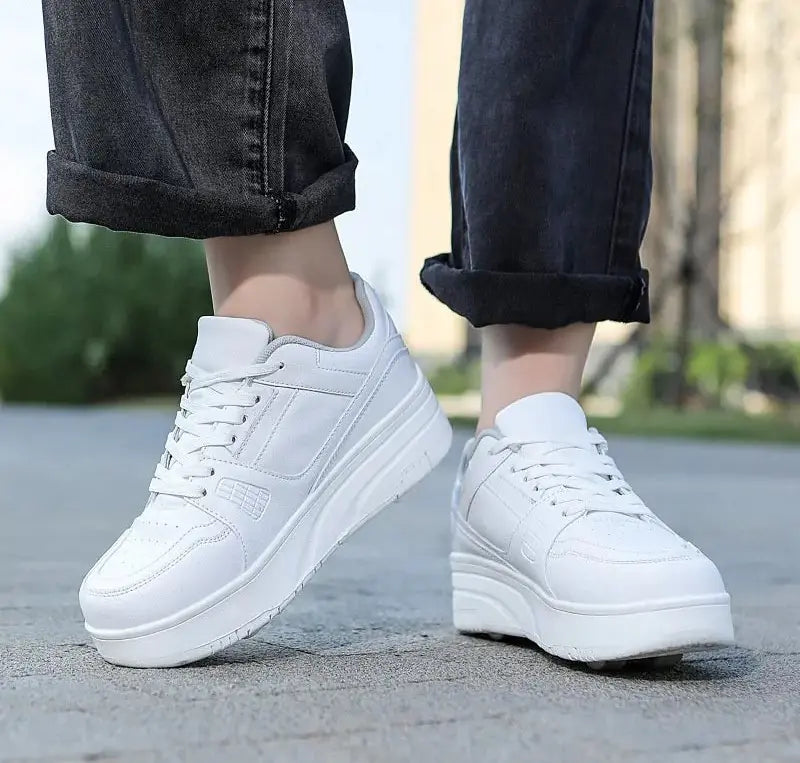 Kids 4-Wheel Roller Skating Shoes with Anti-Slip Rubber Sole