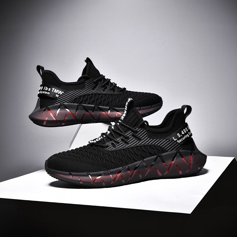 Lightweight breathable woven fitness running soft sole mens sports shoes
