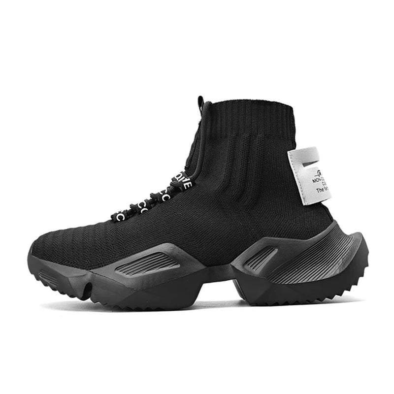 Fashion High Quality Mesh Sneakers Men Casual Shoe Lightweight Comfortable Lace-Up Man'S Walking High Top Sneakers