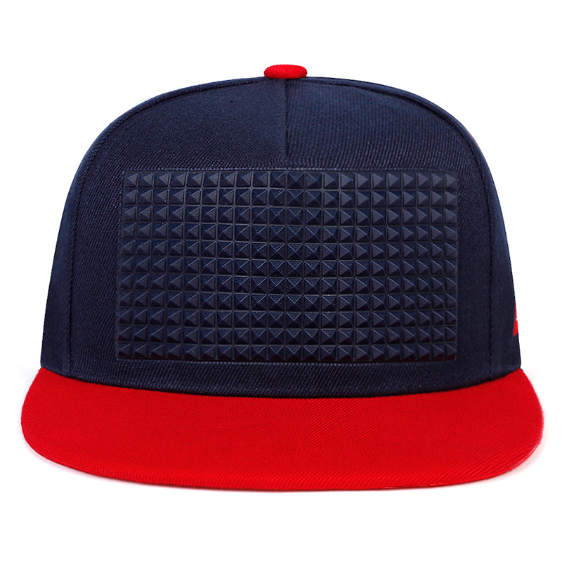 Unisex Adjustable Casual Hip-hop Cap With Square PU Leather Decoration