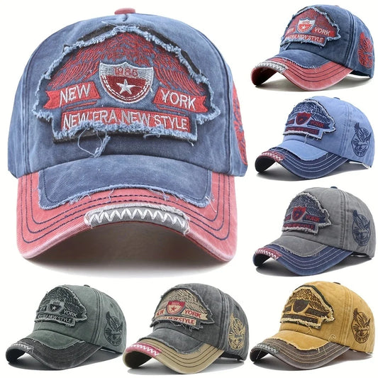 Unisex Adjustable Cotton Baseball Cap with Embroidered Patchwork – Casual Summer & Autumn Hat