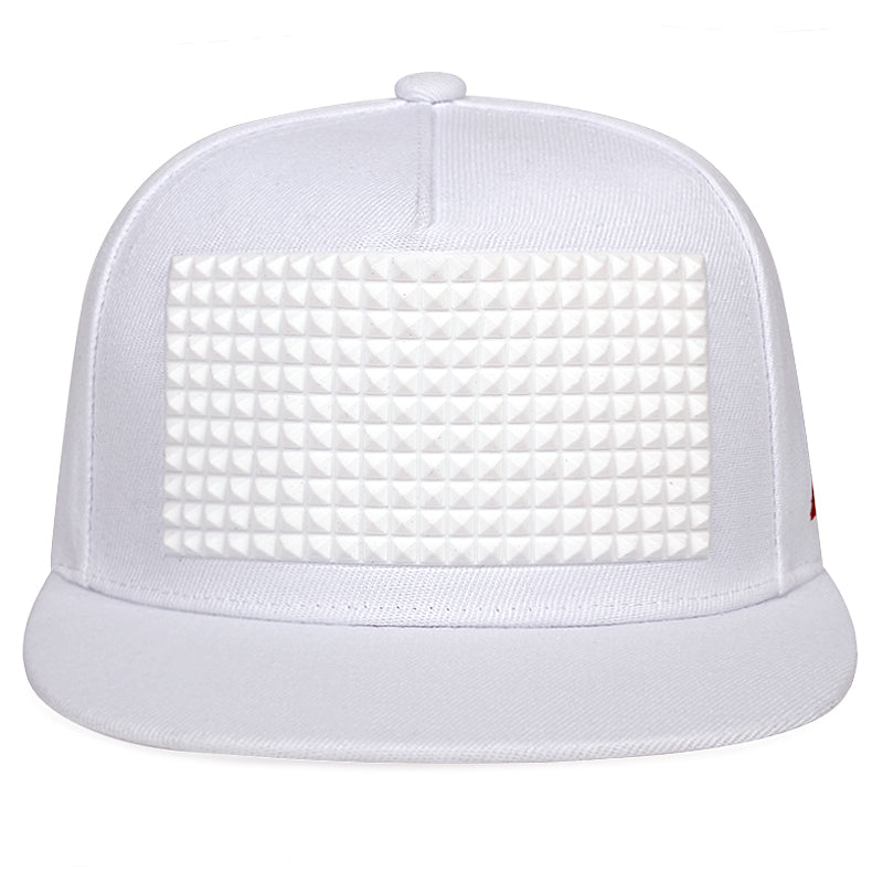 Unisex Adjustable Casual Hip-hop Cap With Square PU Leather Decoration