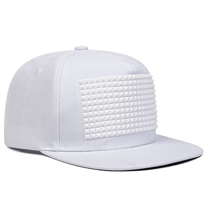 Unisex Adjustable Casual Hip-hop Cap With Square PU Leather Decoration