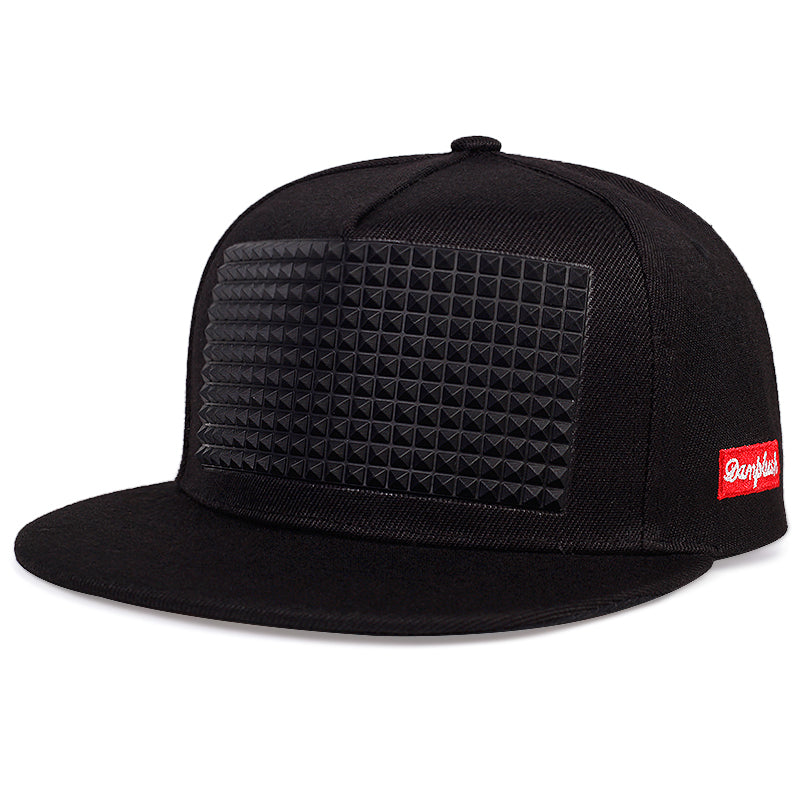 Unisex Adjustable Casual Hip-hop Cap With Square PU Leather Decoration