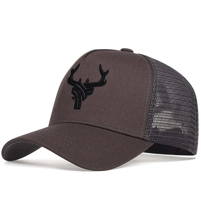Unisex Animal Antlers Embroidery Baseball Net Caps Spring and Summer Outdoor Adjustable Casual Hats Sunscreen Hat