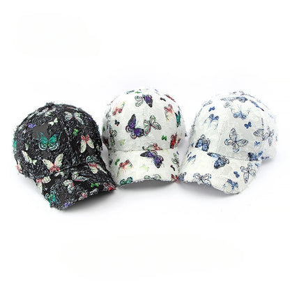 Unisex Embroidered Butterfly Baseball Cap – Adjustable Cotton Summer Hat for Women, Men & Kids