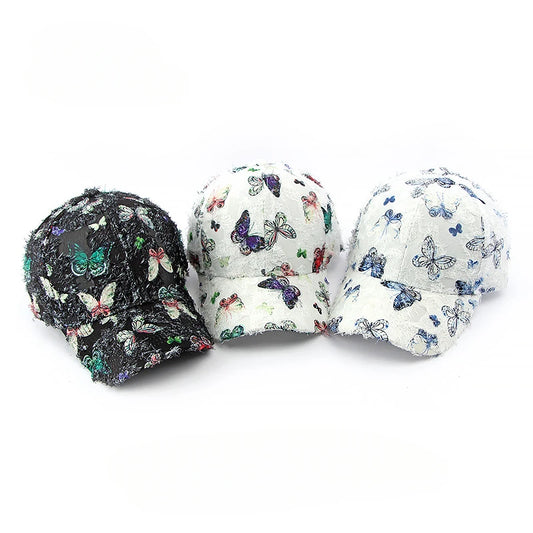 Unisex Embroidered Butterfly Baseball Cap – Adjustable Cotton Summer Hat for Women, Men & Kids