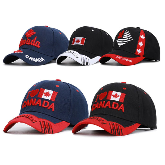 Unisex 3D "Canada" Embroidered Adjustable Baseball Cap – Cotton Casual Fitted Hat for Men & Women