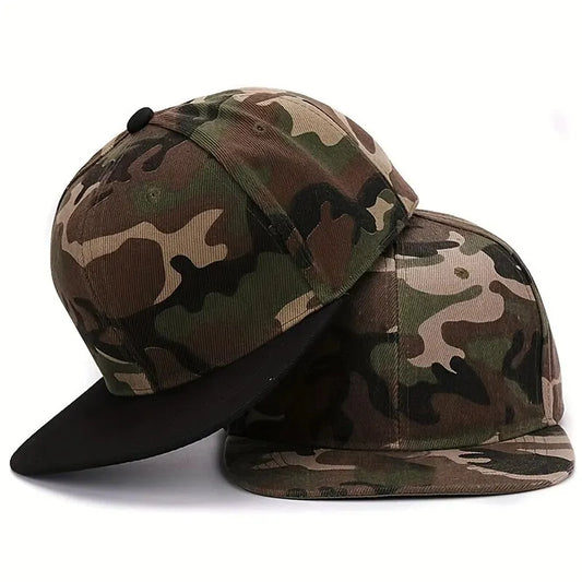Unisex Camouflage Snapback Baseball Cap – Adjustable Hip-Hop Outdoor Hat for Men & Women, Polyester, One Size