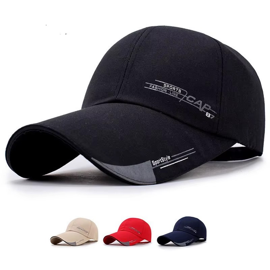 Unisex Cotton Fishing Baseball Cap with Long Visor Brim – Adjustable Embroidered Outdoor Sun Protection Hat