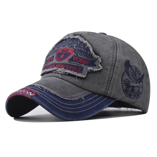 Unisex Eagle Embroidered New York Baseball Cap – Adjustable Washed Cotton Snapback Hat for Men & Women