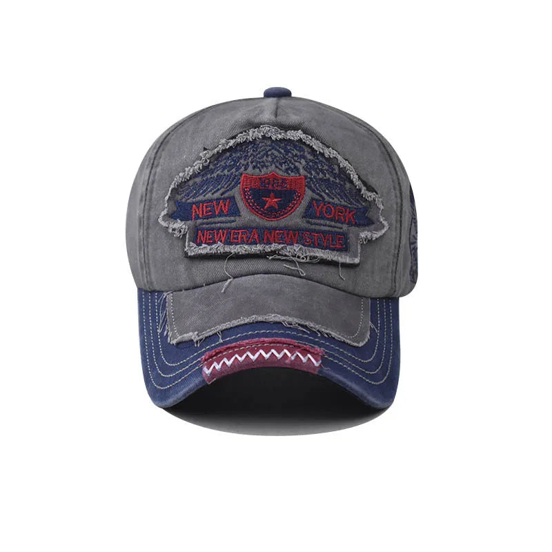 Unisex Eagle Embroidered New York Baseball Cap – Adjustable Washed Cotton Snapback Hat for Men & Women
