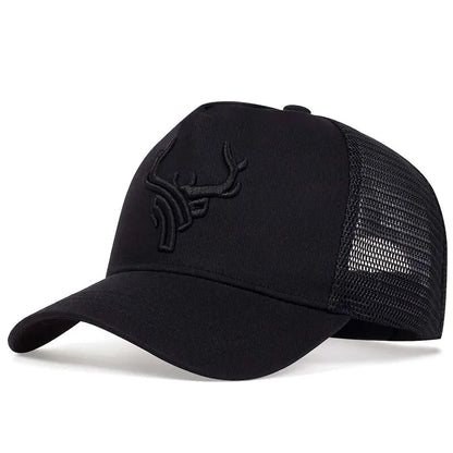 Unisex Animal Antlers Embroidery Baseball Net Caps Spring and Summer Outdoor Adjustable Casual Hats Sunscreen Hat