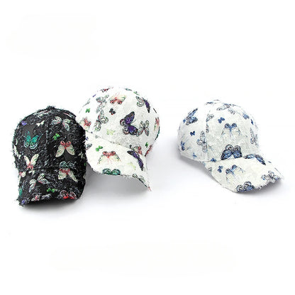 Unisex Embroidered Butterfly Baseball Cap – Adjustable Cotton Summer Hat for Women, Men & Kids