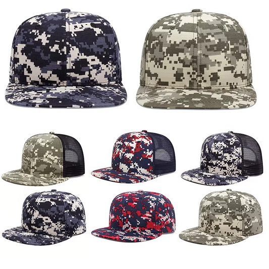 Unisex Checkered Camouflage Cotton Snapback Hat – Adjustable Hip Hop Baseball Cap for Men & Women