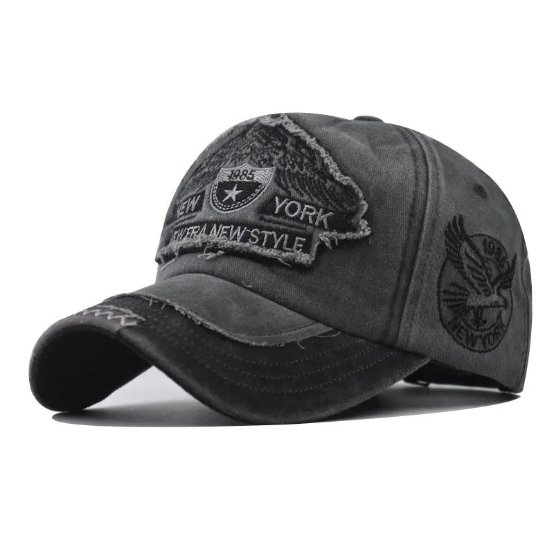 Unisex Eagle Embroidered New York Baseball Cap – Adjustable Washed Cotton Snapback Hat for Men & Women