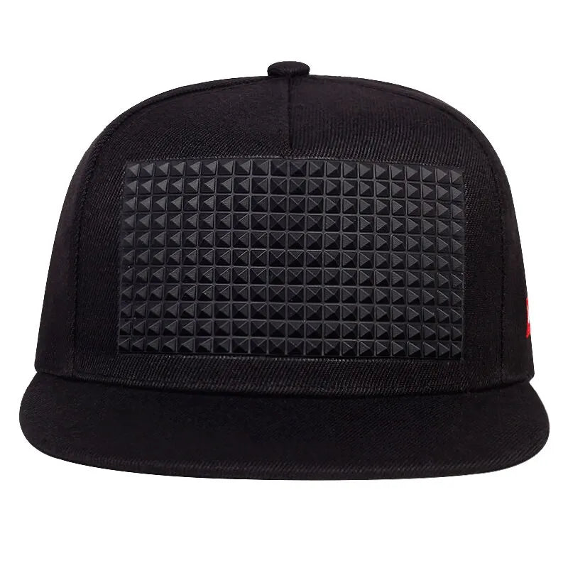 Unisex Adjustable Casual Hip-hop Cap With Square PU Leather Decoration