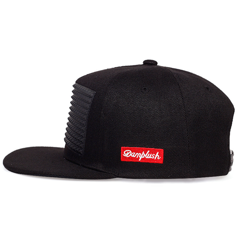 Unisex Adjustable Casual Hip-hop Cap With Square PU Leather Decoration