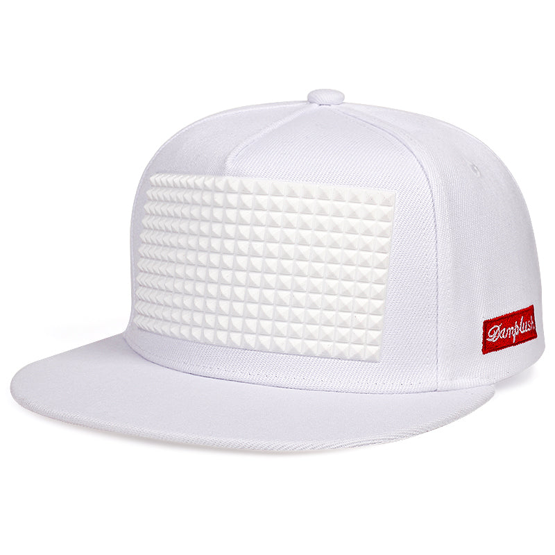 Unisex Adjustable Casual Hip-hop Cap With Square PU Leather Decoration