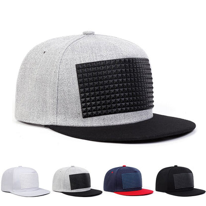 Unisex Adjustable Casual Hip-hop Cap With Square PU Leather Decoration