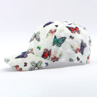 Unisex Embroidered Butterfly Baseball Cap – Adjustable Cotton Summer Hat for Women, Men & Kids